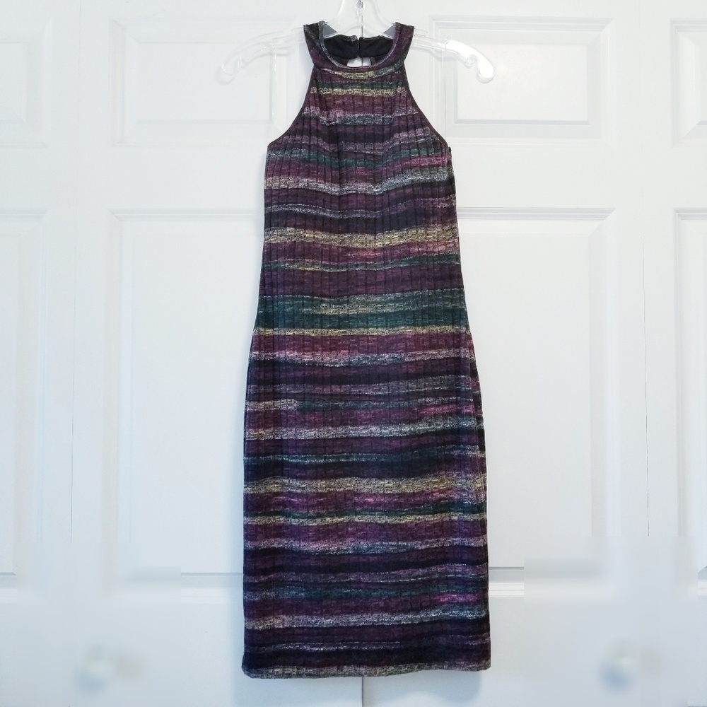 Emerald Sundae High Collar Ribbed Sweater Dress